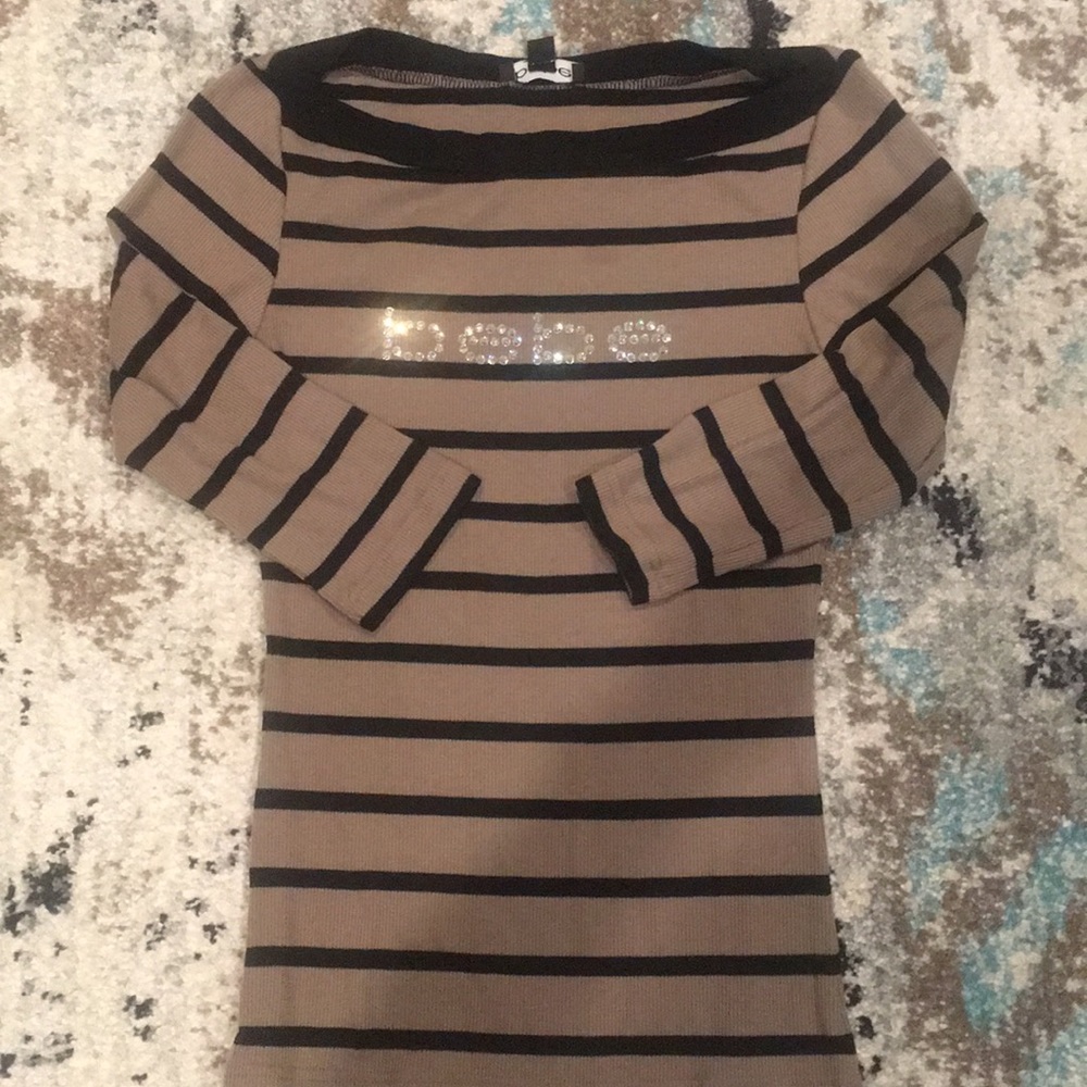 Bebe striped shirt with rhinestones size small